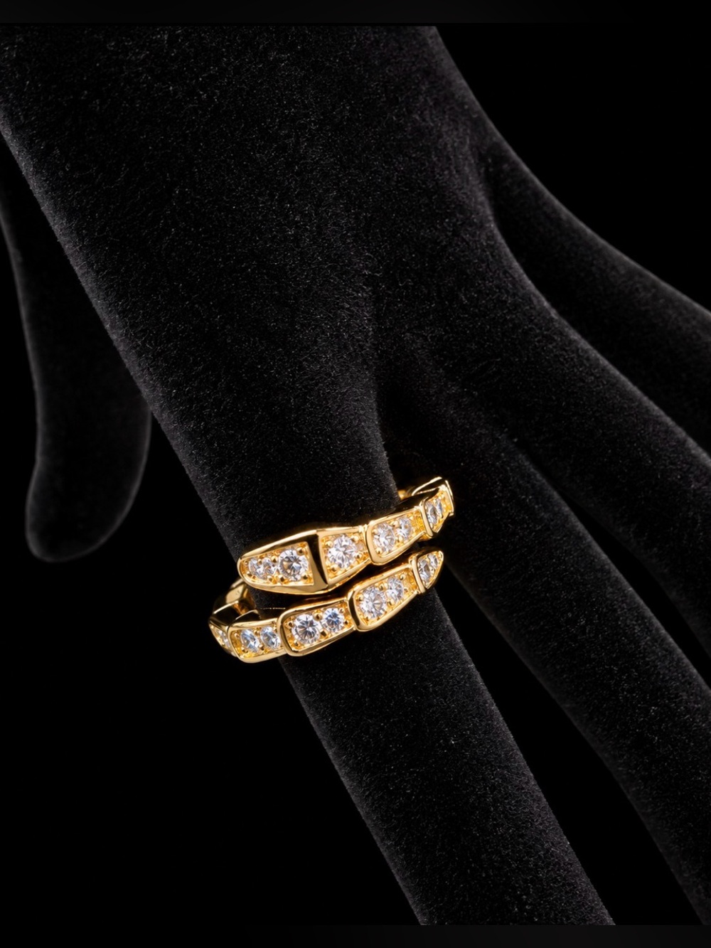 Gold Crystal Pavé Double Band Ring - Women Jewelry